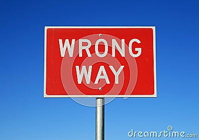 Wrong way sign Stock Photo