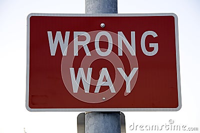 Wrong way sign Stock Photo