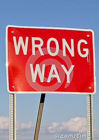 Wrong Way Sign Stock Photo