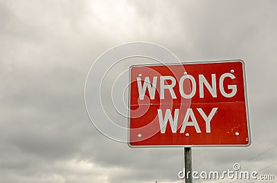 Wrong Way Sign Stock Photo