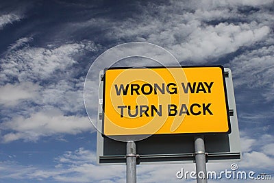 Wrong way sign Stock Photo