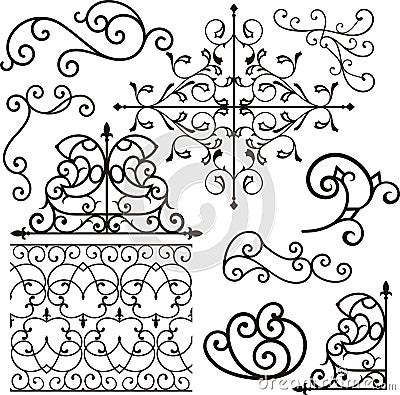 Wrough iron ornaments Vector Illustration