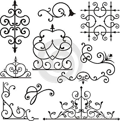 Wrough iron ornaments Vector Illustration