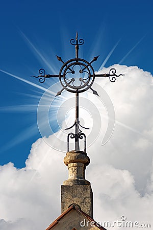 Wrought Iron Cross - Religious symbol Stock Photo