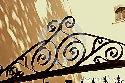 Wrought iron door Stock Photo