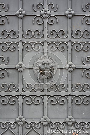 Wrought Iron Door with Lion Stock Photo