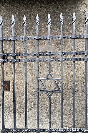 Wrought iron entry gate to Jewish Museum Prague Czech Republic Stock Photo