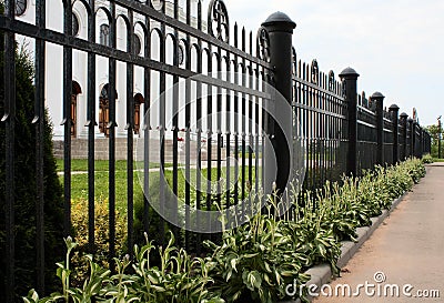 Wrought iron fence Stock Photo