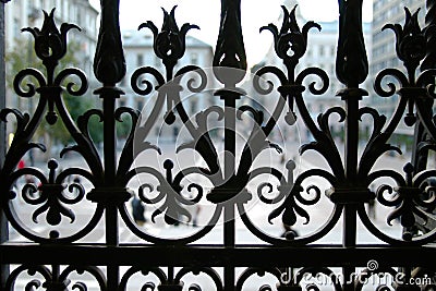 Wrought iron fence Stock Photo