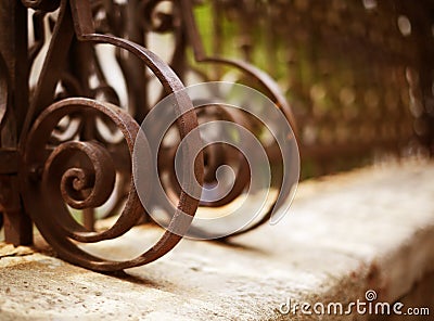 Wrought Iron Fence Detail Stock Photo