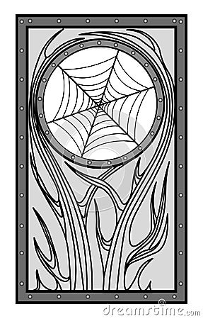 Wrought iron gate. Black metal gate with forged ornaments on a white background. decorated with steel vector entrance to the Vector Illustration