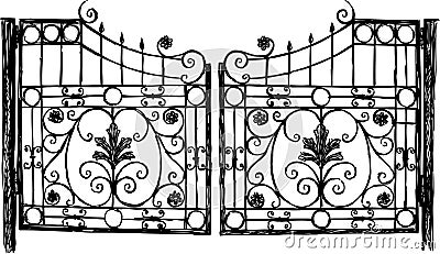 Wrought iron gate Vector Illustration