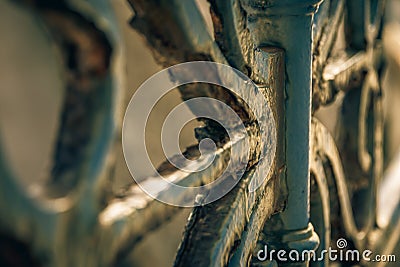 Wrought iron rusted of a fence Stock Photo