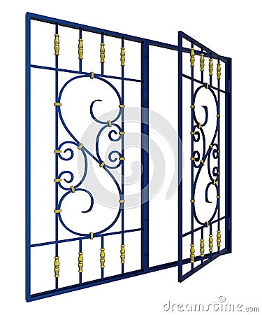 Wrought iron window grille Stock Photo