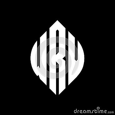 WRV circle letter logo design with circle and ellipse shape. WRV ellipse letters with typographic style. The three initials form a Vector Illustration