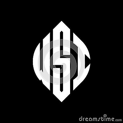WSI circle letter logo design with circle and ellipse shape. WSI ellipse letters with typographic style. The three initials form a Vector Illustration