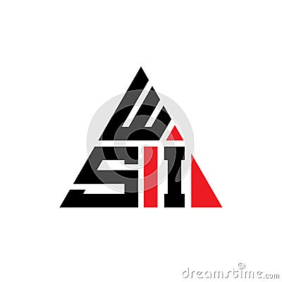 WSI triangle letter logo design with triangle shape. WSI triangle logo design monogram. WSI triangle vector logo template with red Vector Illustration