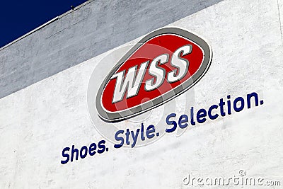 WSS sign, Warehouse Shoe Sale is a retail chain of shoe stores Editorial Stock Photo