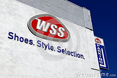 WSS sign, Warehouse Shoe Sale is a retail chain of shoe stores Editorial Stock Photo