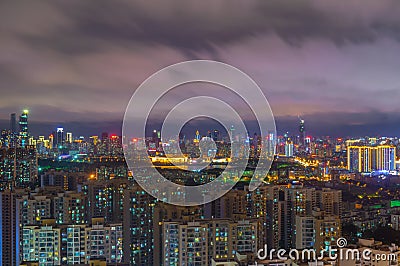Wuhan beautiful city night scenery in summer Stock Photo