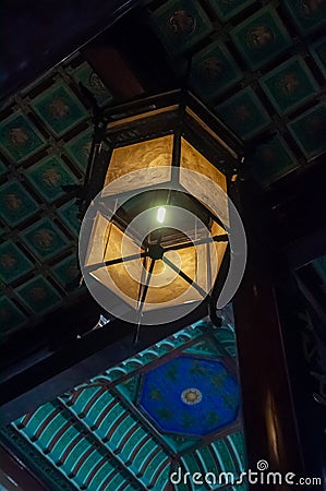 Interior of the Yellow Crane Tower, the traditional Chinese multi-storey tower located on Sheshan Editorial Stock Photo