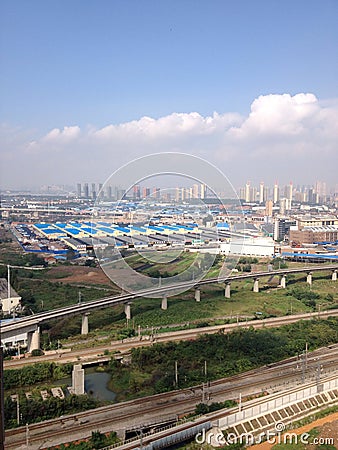 Wuhan city skyline Stock Photo