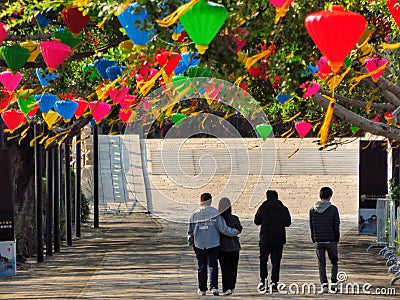 During the Wuhan pneumonia epidemic, only sporadic tourists visited the Huizhou West Lake tourist scenic spot area Editorial Stock Photo