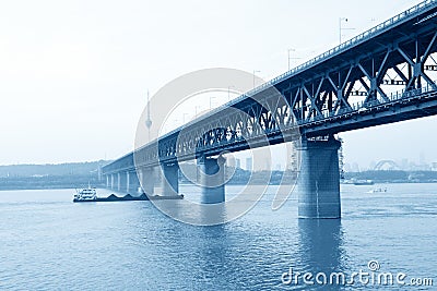 Wuhan yangtze river bridge Stock Photo
