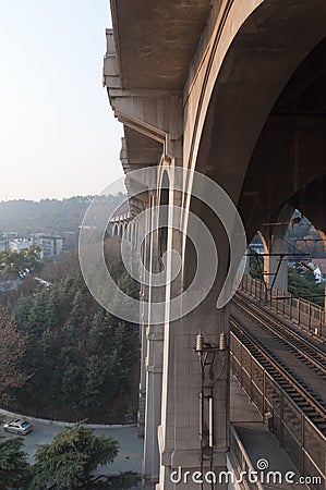Wuhan Yangtze River Bridge Stock Photo
