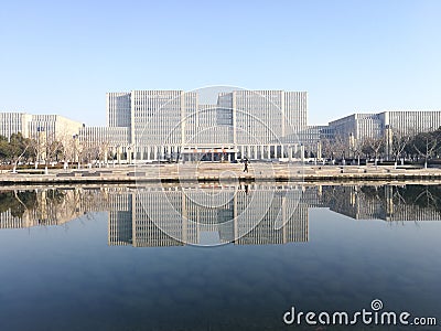 Wuhu city government building reflection on the river Editorial Stock Photo