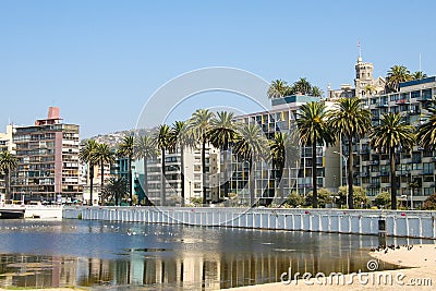 Wulff Castle and palmtrees in the center of Vina del Mar, Chile Editorial Stock Photo