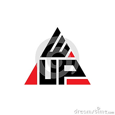 WUP triangle letter logo design with triangle shape. WUP triangle logo design monogram. WUP triangle vector logo template with red Vector Illustration