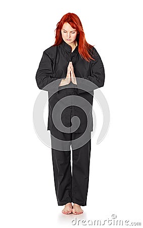 Wushu Woman Regards Stock Photo