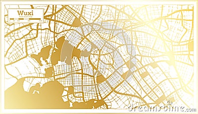 Wuxi China City Map in Retro Style in Golden Color. Outline Map Stock Photo