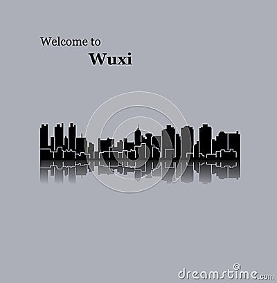 Wuxi, China city silhouette Vector Illustration