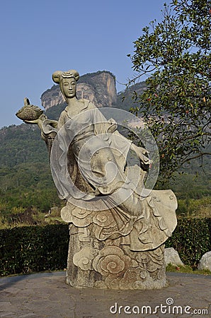 Wuyishan fairy statue Stock Photo