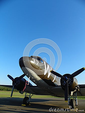 WW2 C37 airplane Whisky 7 blue sky background Editorial Stock Photo