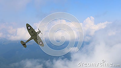 Ww2 supermarine spitfire 3d model in flight Stock Photo