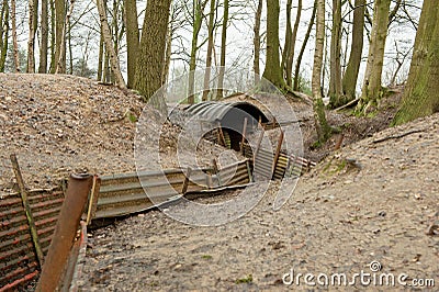 WW1 trenches at Sanctuary Wood, Ypres, Belgium. Editorial Stock Photo