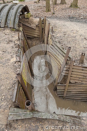 WW1 trenches at Sanctuary Wood, Ypres, Belgium. Editorial Stock Photo