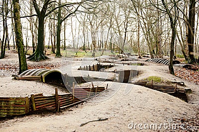 WW1 trenches at Sanctuary Wood, Ypres, Belgium. Stock Photo