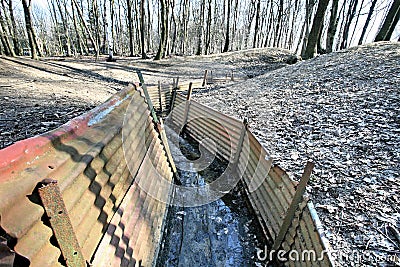 WW1 trench at Sanctuary Wood Stock Photo