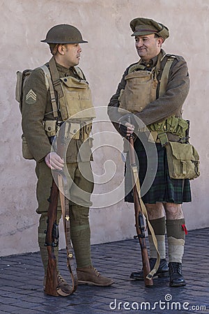WWI British Army soldiers at rest Editorial Stock Photo