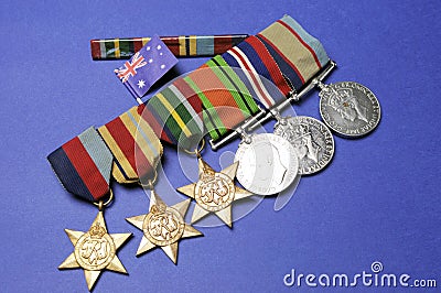 WWII Australian military army corps medals Stock Photo