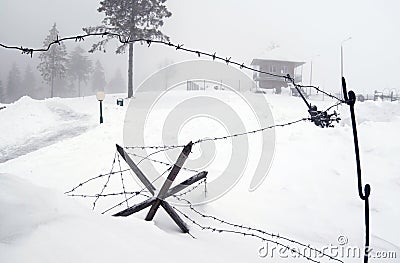 WWII barbwire defences Stock Photo