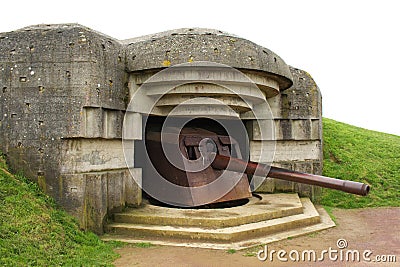 WWII Canon at Longues-Sur-Mer Stock Photo