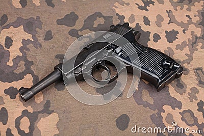 WWII era nazi german army 9 mm semi-automatic pistol Stock Photo