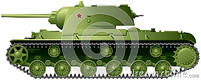 Tank, WWII heavy tank KV-1 realistic vector illustration Vector Illustration