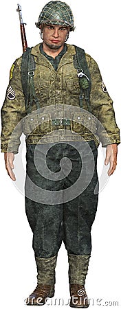 WWII Military Army Soldier Isolated Stock Photo