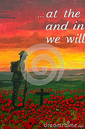 WWII mural, Carrickfergus, Northern Ireland Editorial Stock Photo